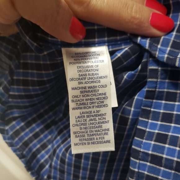 Chaps Buttons down Plaid blue shirt Mens Size L - Picture 5 of 12